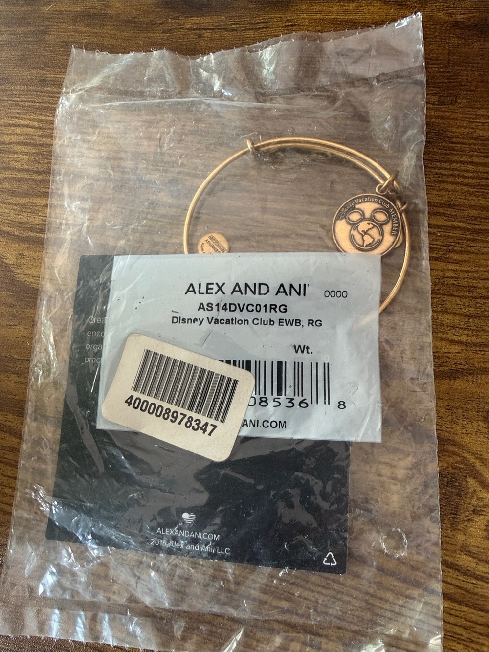 Alex and Ani Rose Gold Disney Charm Expandable Bangle